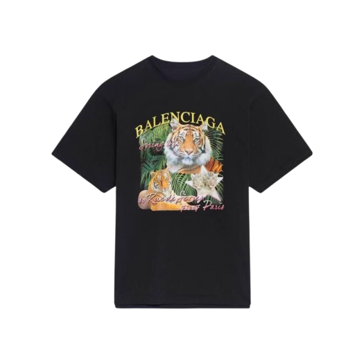 681314TLVH21000 Balenciaga Year of the Tiger T-Shirt Black