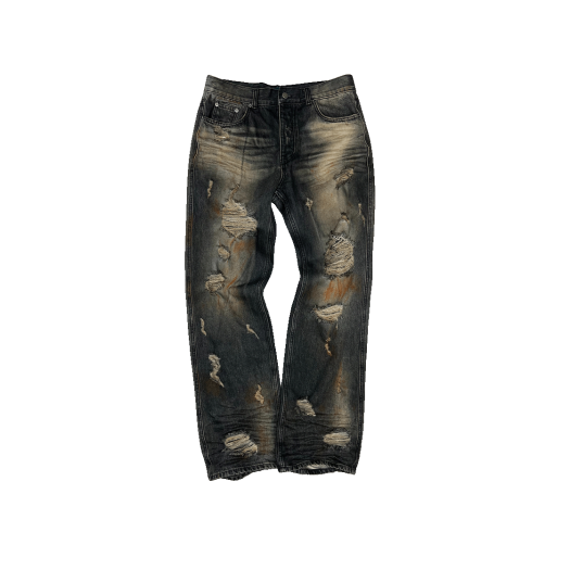 25SSUMCRJGR Undermycar 25SS Red Painted Rust Washing Grunge Jeans Gray