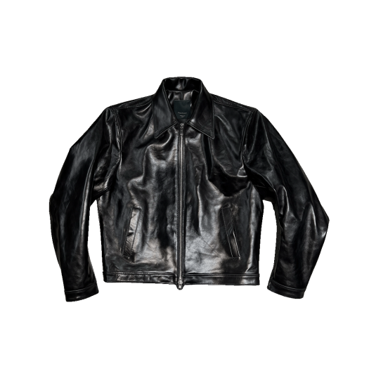25SSUMCCRBK Undermycar 25SS Cordovan Effect Crop Easy Rider Jacket Black