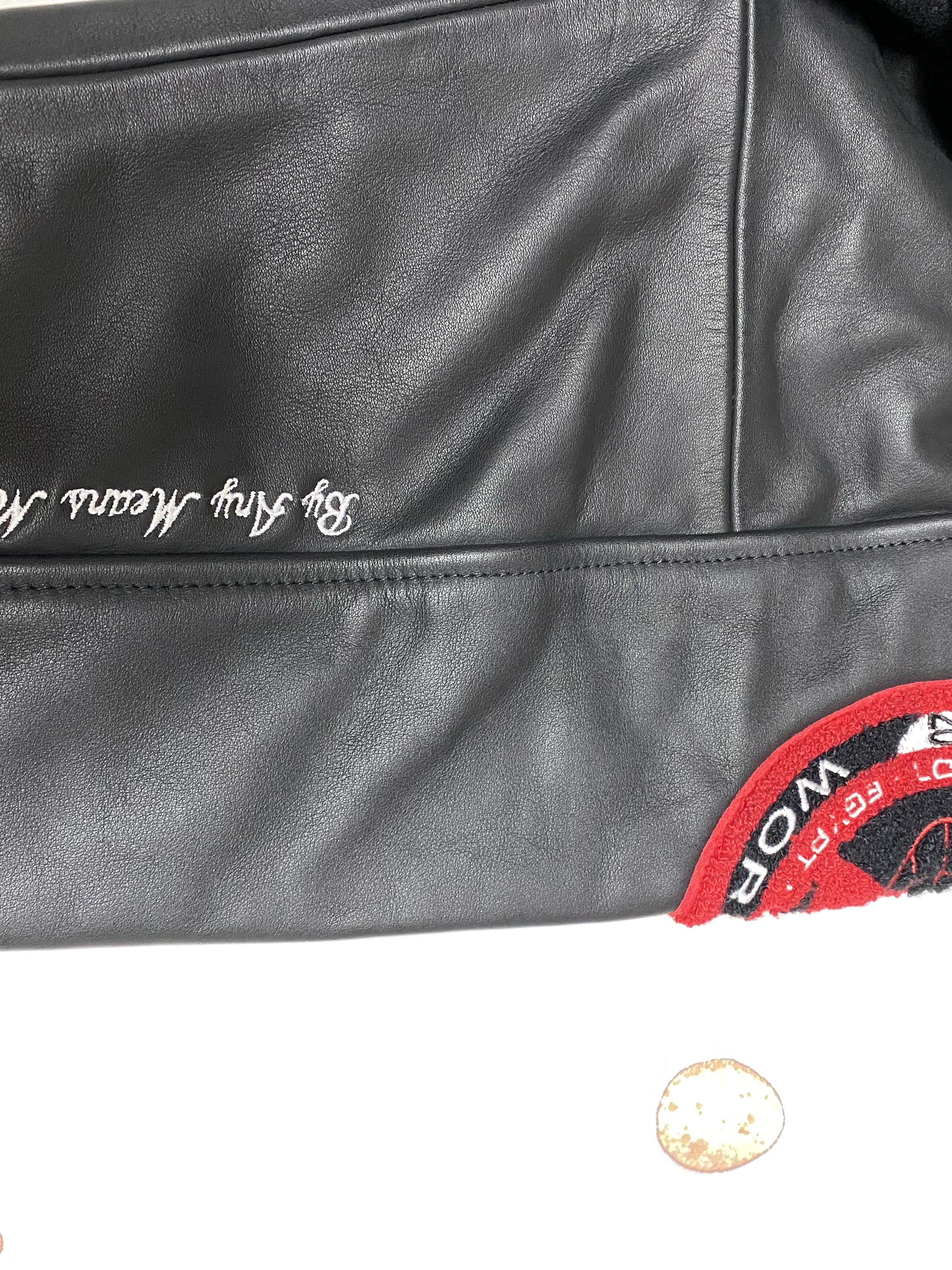 Supreme x 40 Acres Malcolm X Varsity Jacket Black - 25SS 착용 스타일 - 4