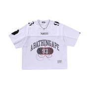 BAPE Line Camo Multi Logo Relaxed Fit Football Jersey White