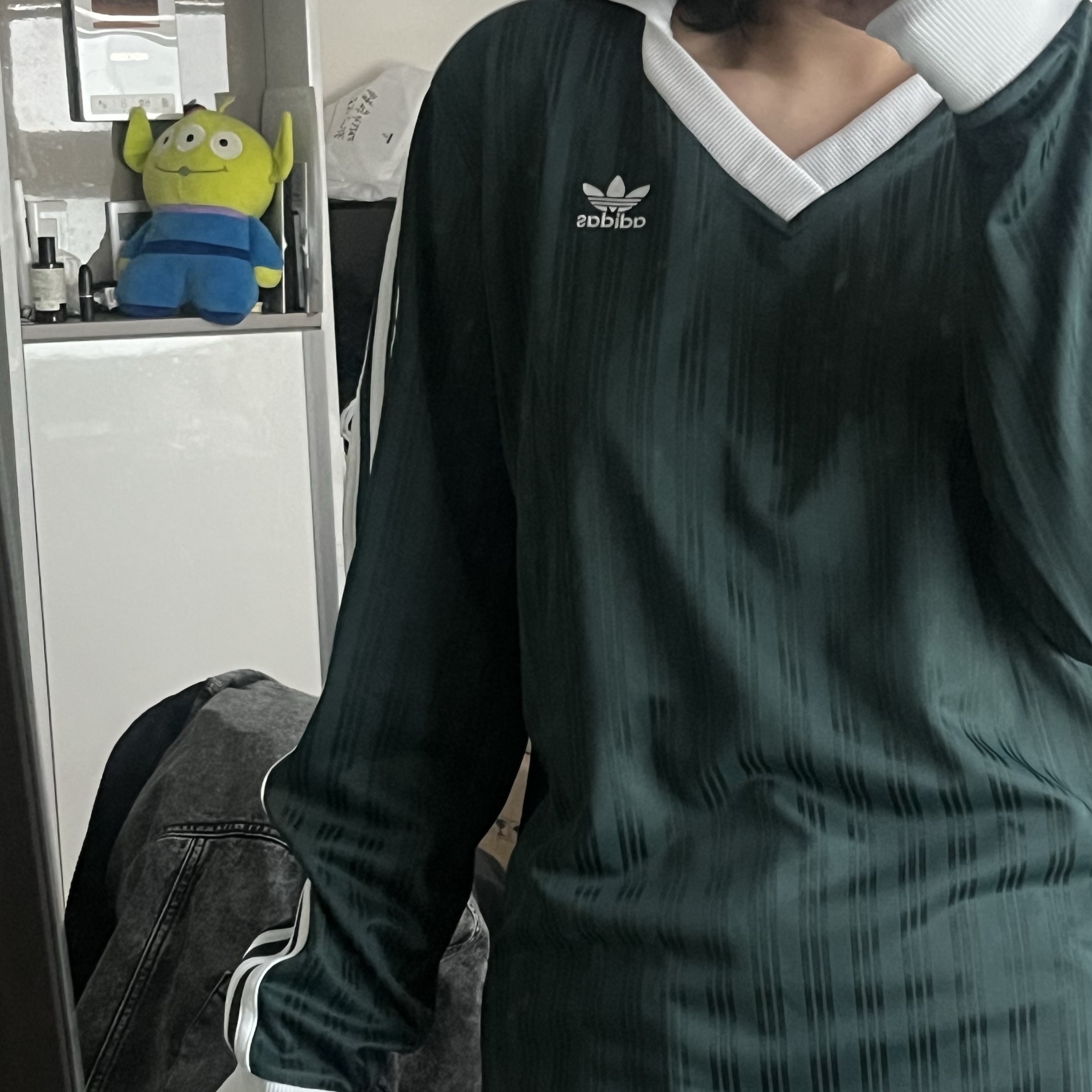Adidas Adicolor Pique Football Long Sleeve Mineral Green - KR Sizing 착용 스타일
