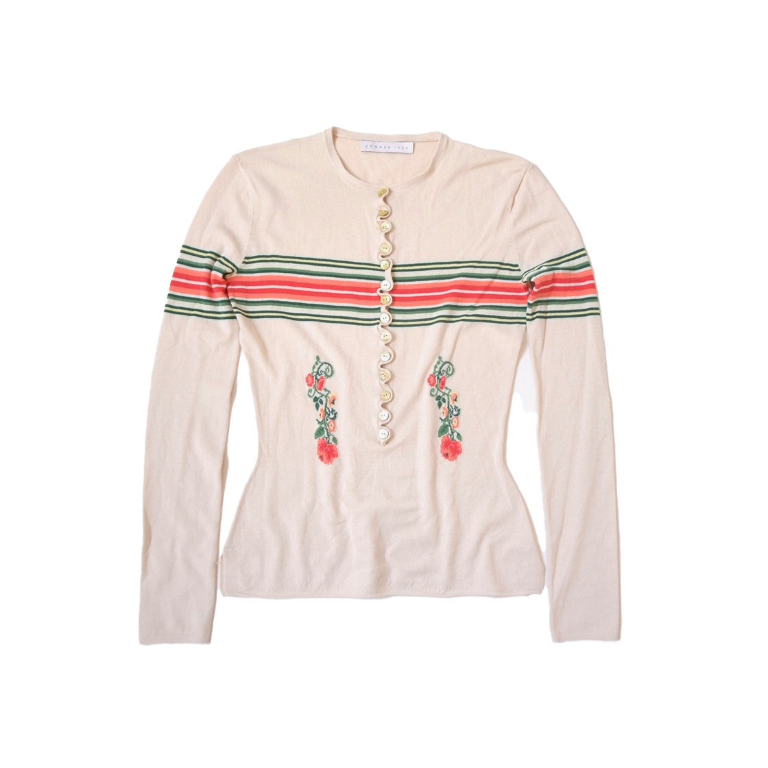 코너 아이브스 우먼 롱 슬리브 삭 헨리 베이지 멀티 - 25FW(Conner Ives Women Long Sleeve Sock Henley Beige Multi - 25FW)