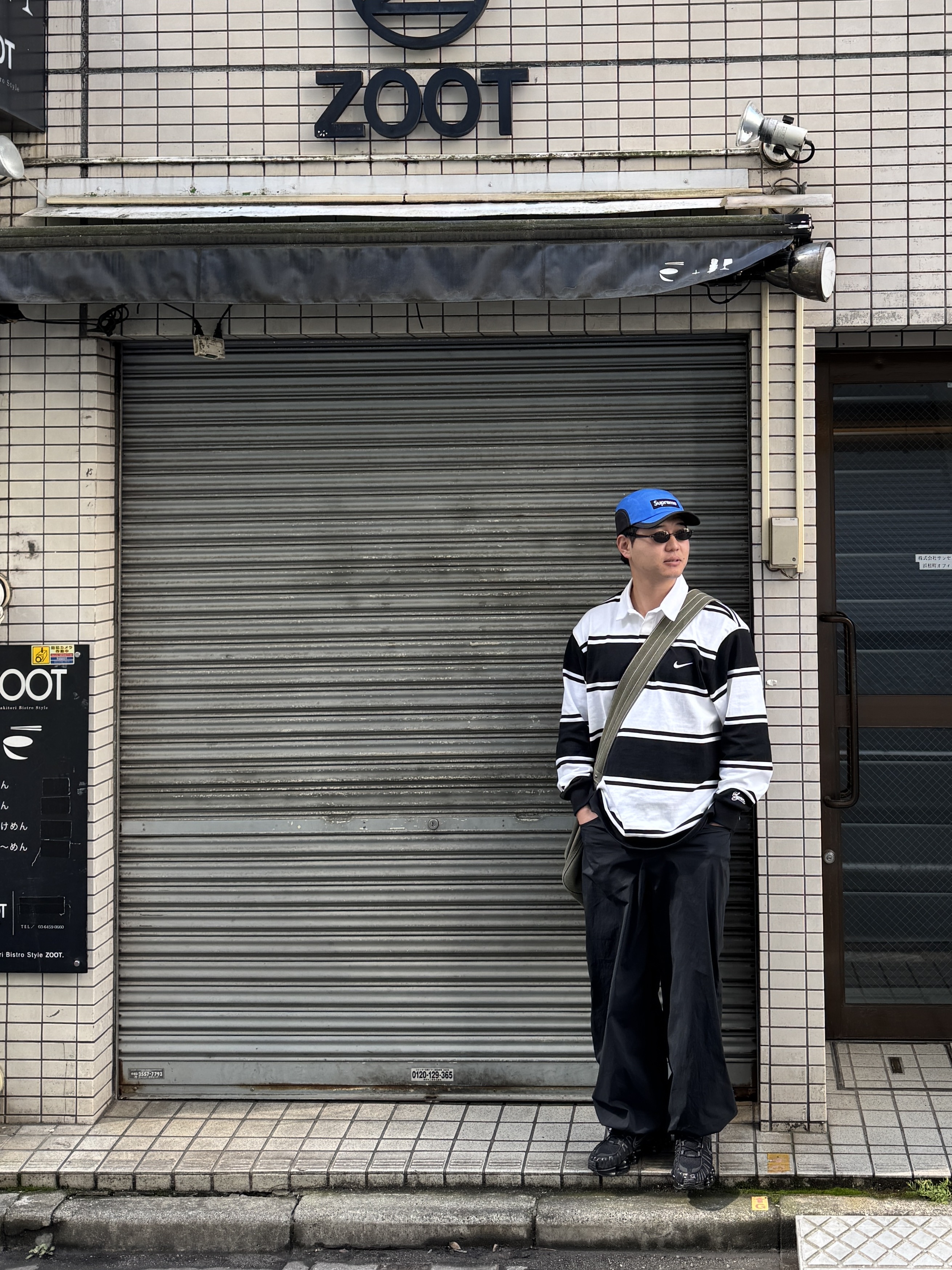 Supreme Gore-Tex Camp Cap Blue - 22FW, Supreme x Nike Stripe Rugby Black - 25SS 착용 스타일