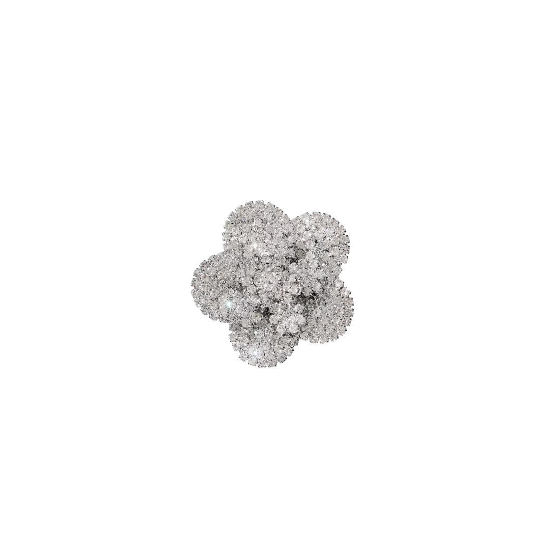 (W) 에이치앤엠 x 막다 부트림 라인스톤 디테일 플라워 링 실버((W) H&M x Magda Butrym Rhinestone Detail Flower Ring Silver)