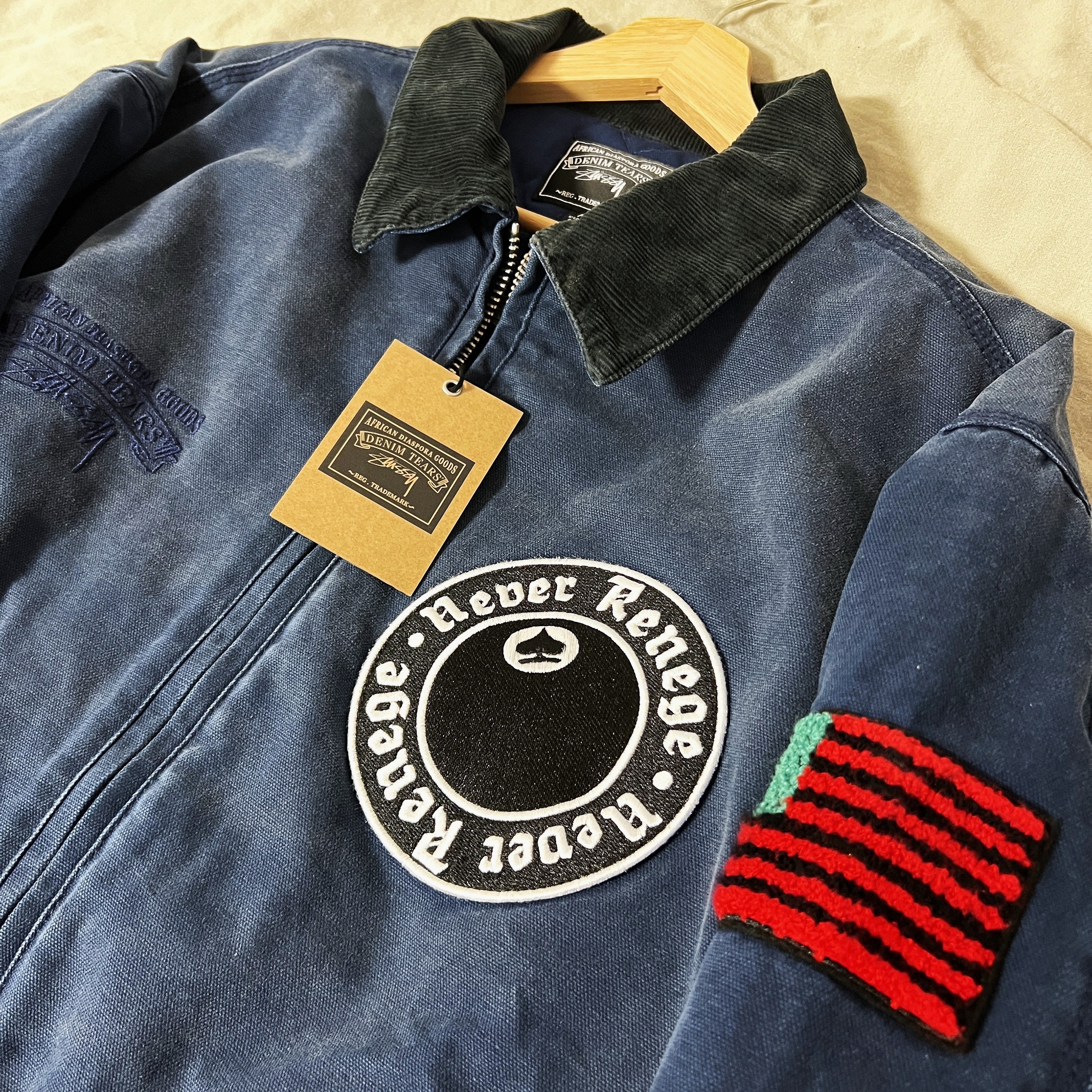 Stussy x Denim Tears Canvas Jacket Blue 착용 스타일