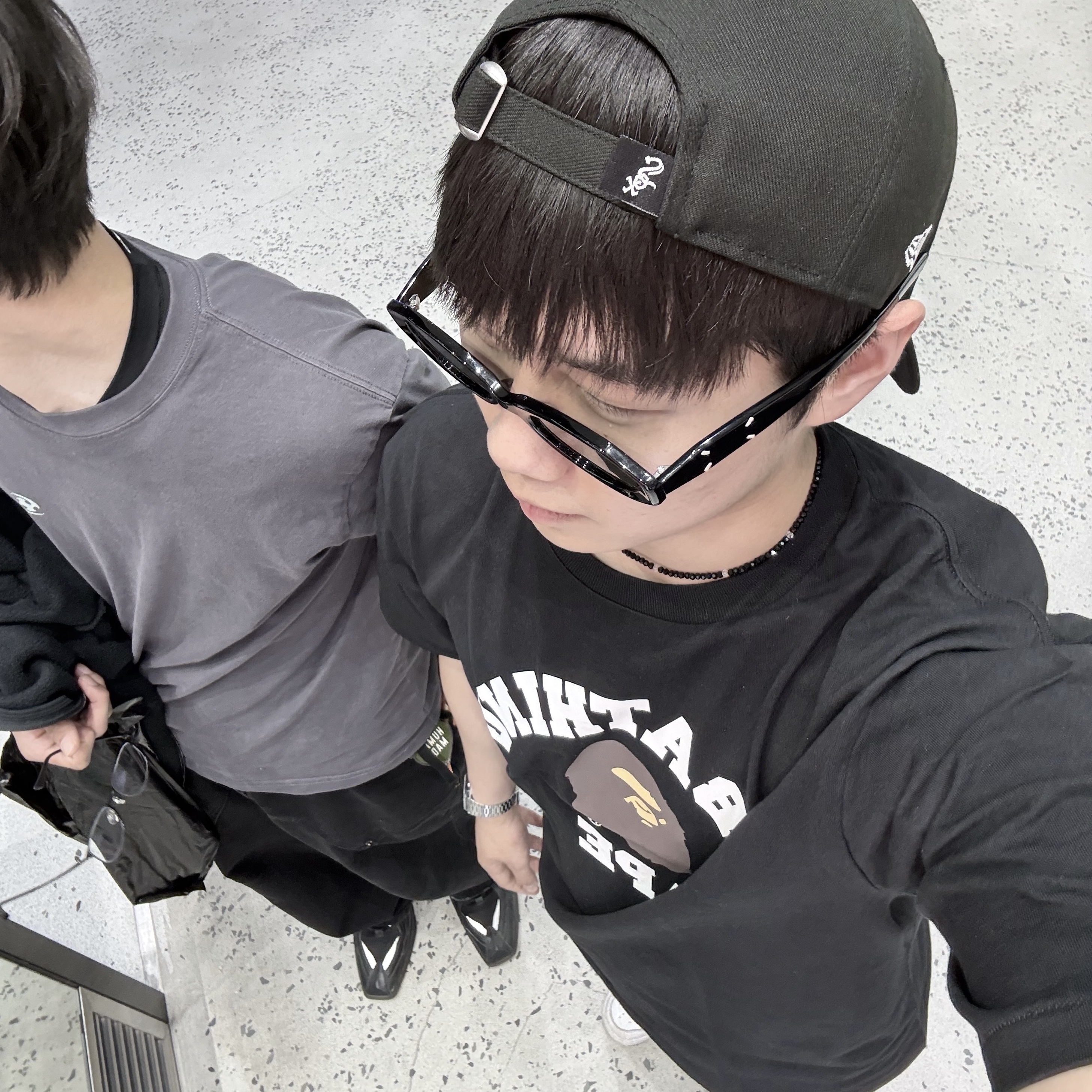 BAPE College T-Shirt Black 착용 스타일