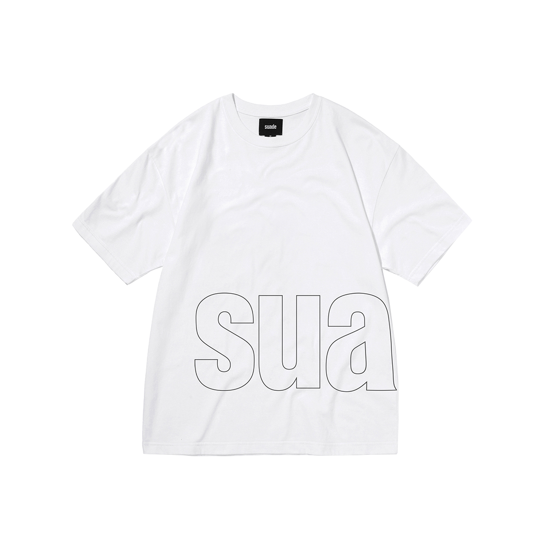 스웨이드 빅 로고 티 화이트