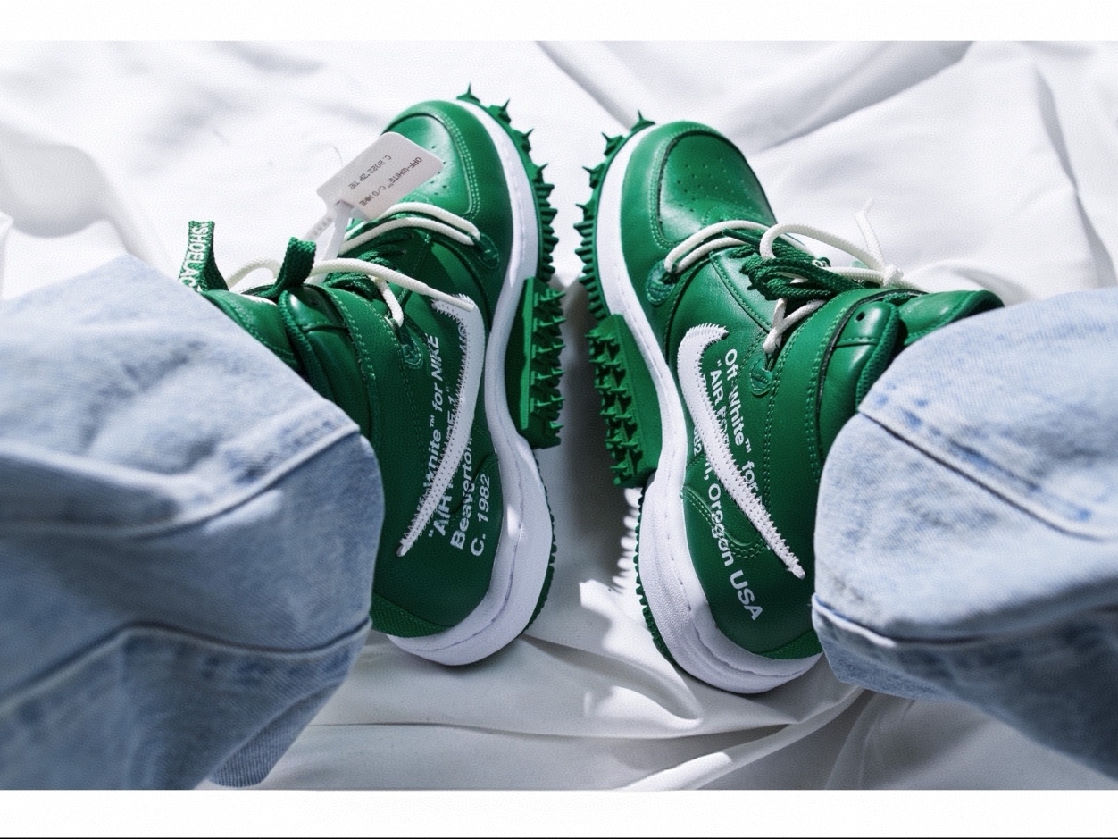 Nike x Off-White Air Force 1 Mid SP Leather Pine Green 착용 스타일 - 1