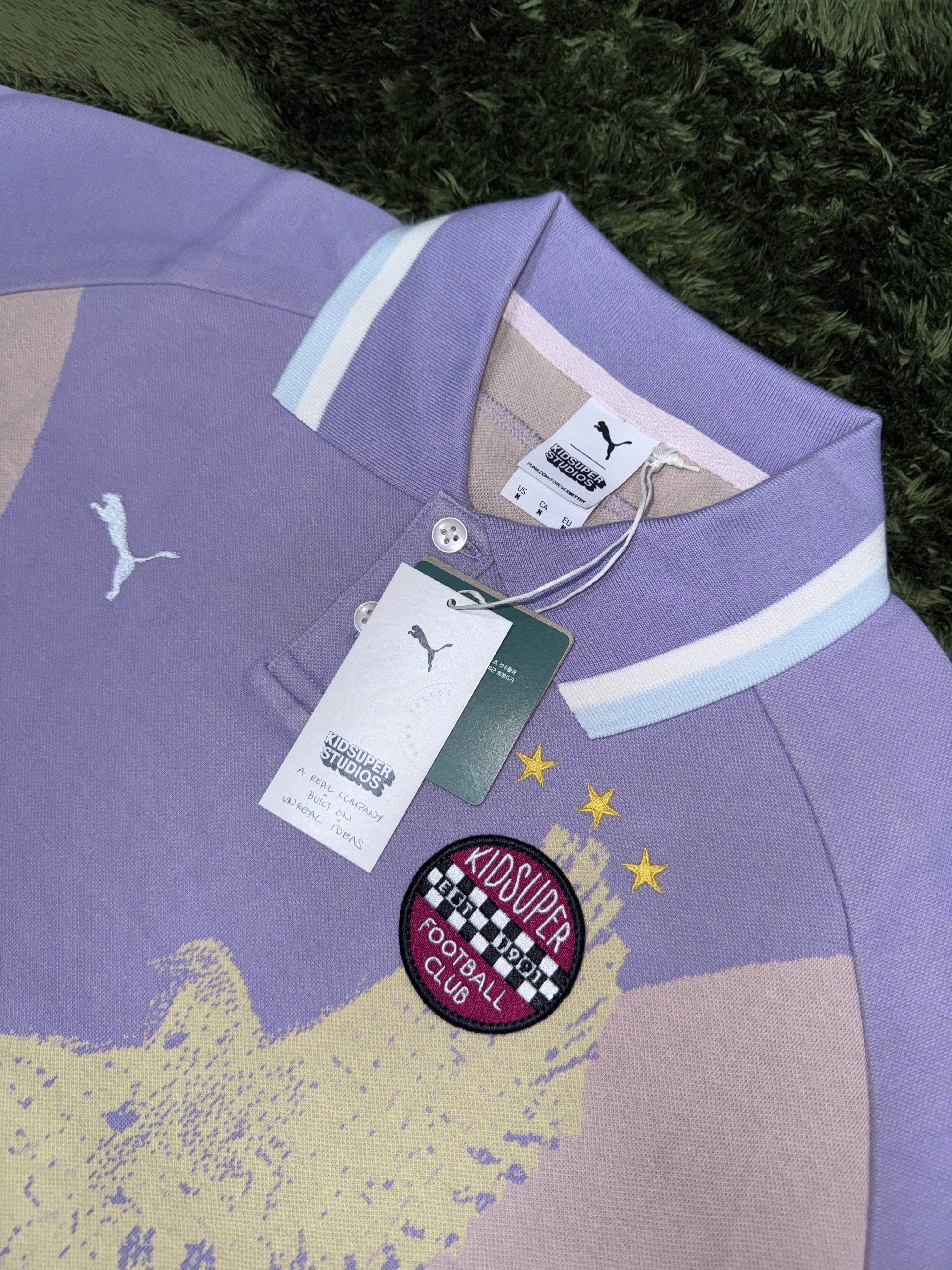 Puma x KidSuper Knitted Jersey Vivid Violet 착용 스타일 - 2