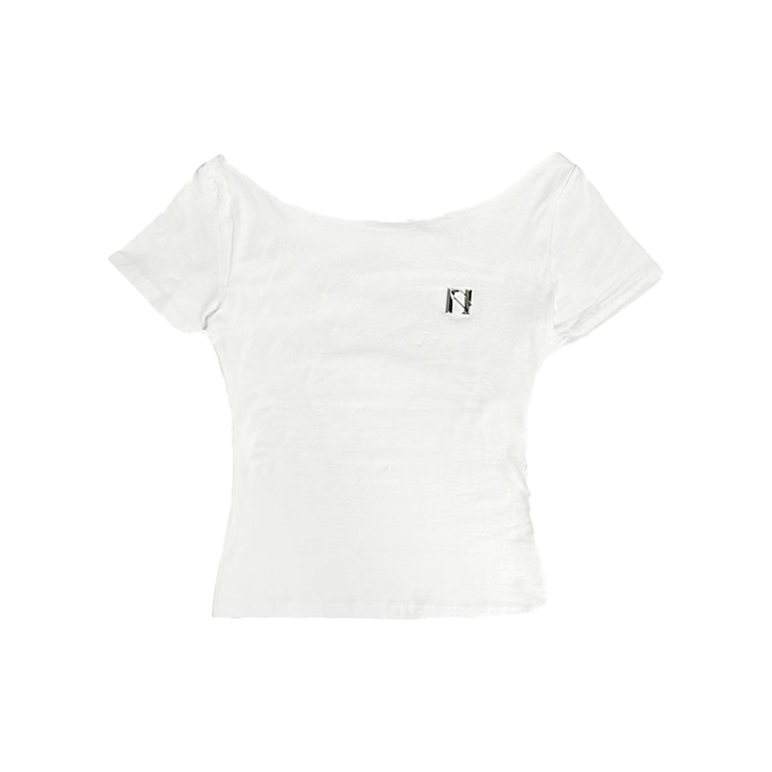 뉴얼린 보트넥 반팔 화이트(Newalrin Emblem short sleeves Boat neck Top White)