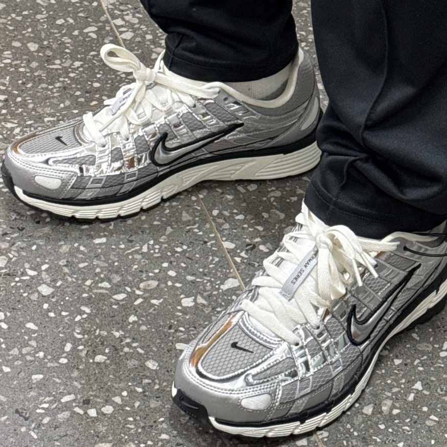 Nike P-6000 Metallic Silver 착용 스타일