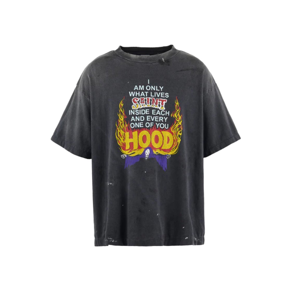 25119SMN-CSM02S/HR8-0000-C69 Neighborhood x Saint Mxxxxxx STHD Hood T-Shirt Black - 25SS