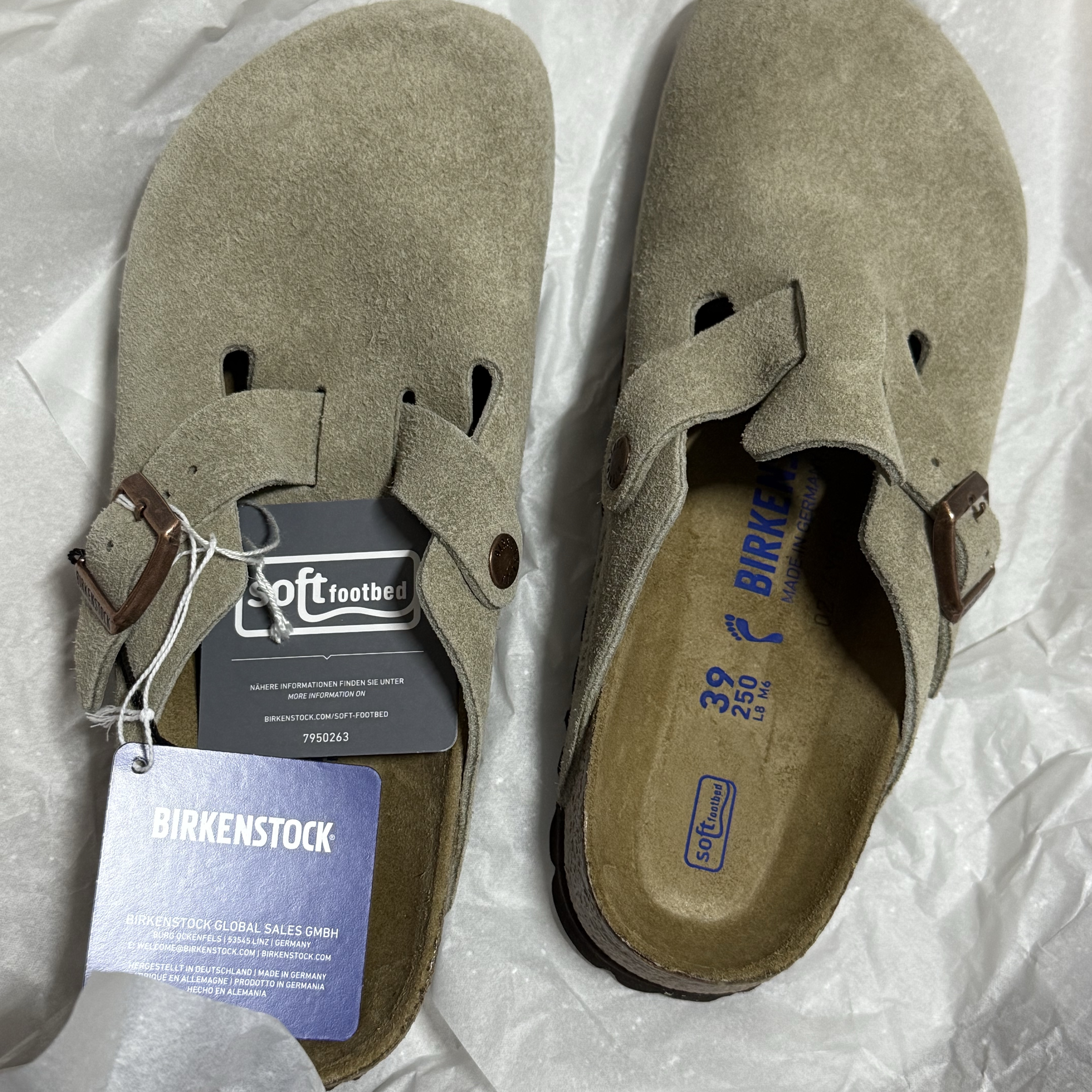Birkenstock Boston Soft Footbed Taupe - Narrow 착용 스타일