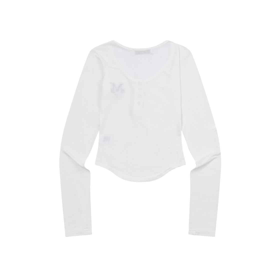무센트 하링 시그니처 로고 스냅 버튼 유넥 굴림티 화이트(MUCENT Haring Signature Logo Snap Button U Neck T White) - 2