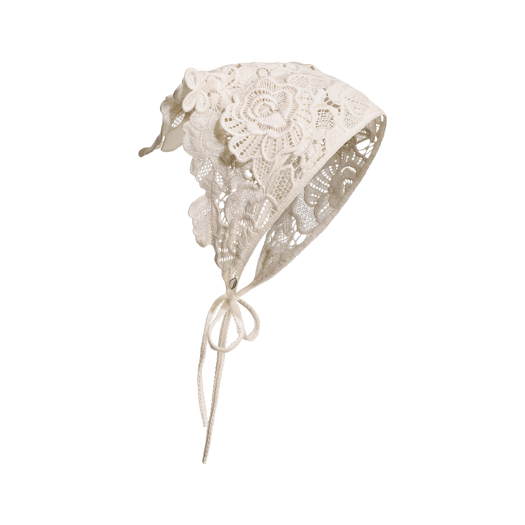 (W) H&M x Magda Butrym Floral Applique Lace Triangle Scarf Cream