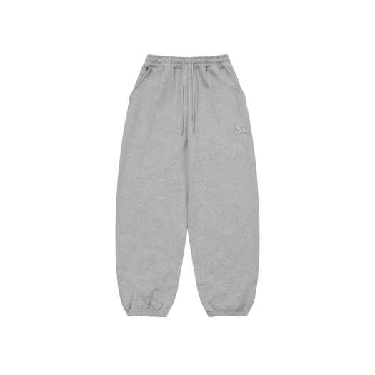 【MUCENT】 SIGNATURE HEART LETTERING BACK LOGO SWEAT PANTS 무센트 시그니처 하트 레터링 백 로고 스웻 팬츠 그레이