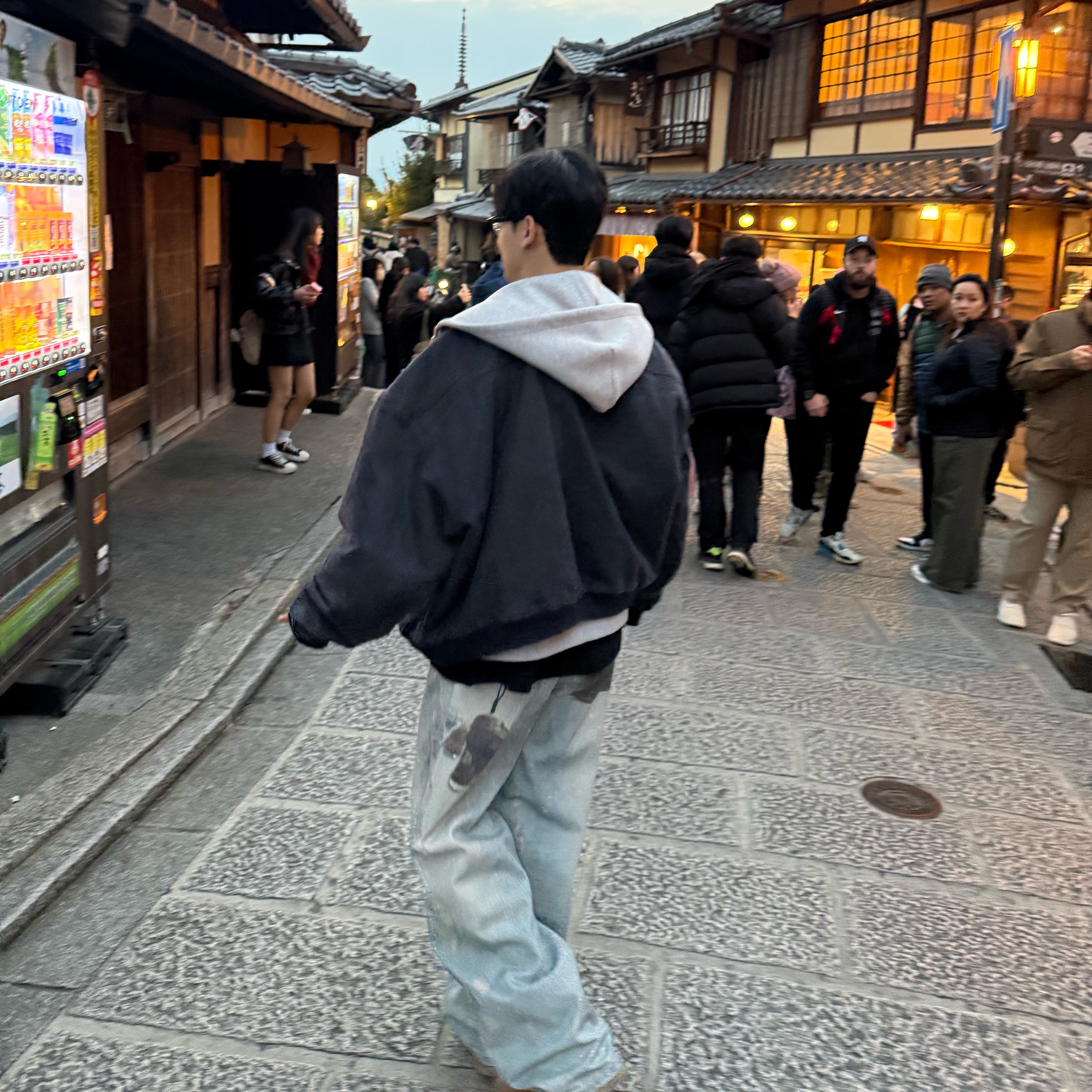 Nonnod Scuba Zip Hoodie Grey, MJD Side Snap Wide C/P Heavy Sweat Pants Black 착용 스타일 - 2