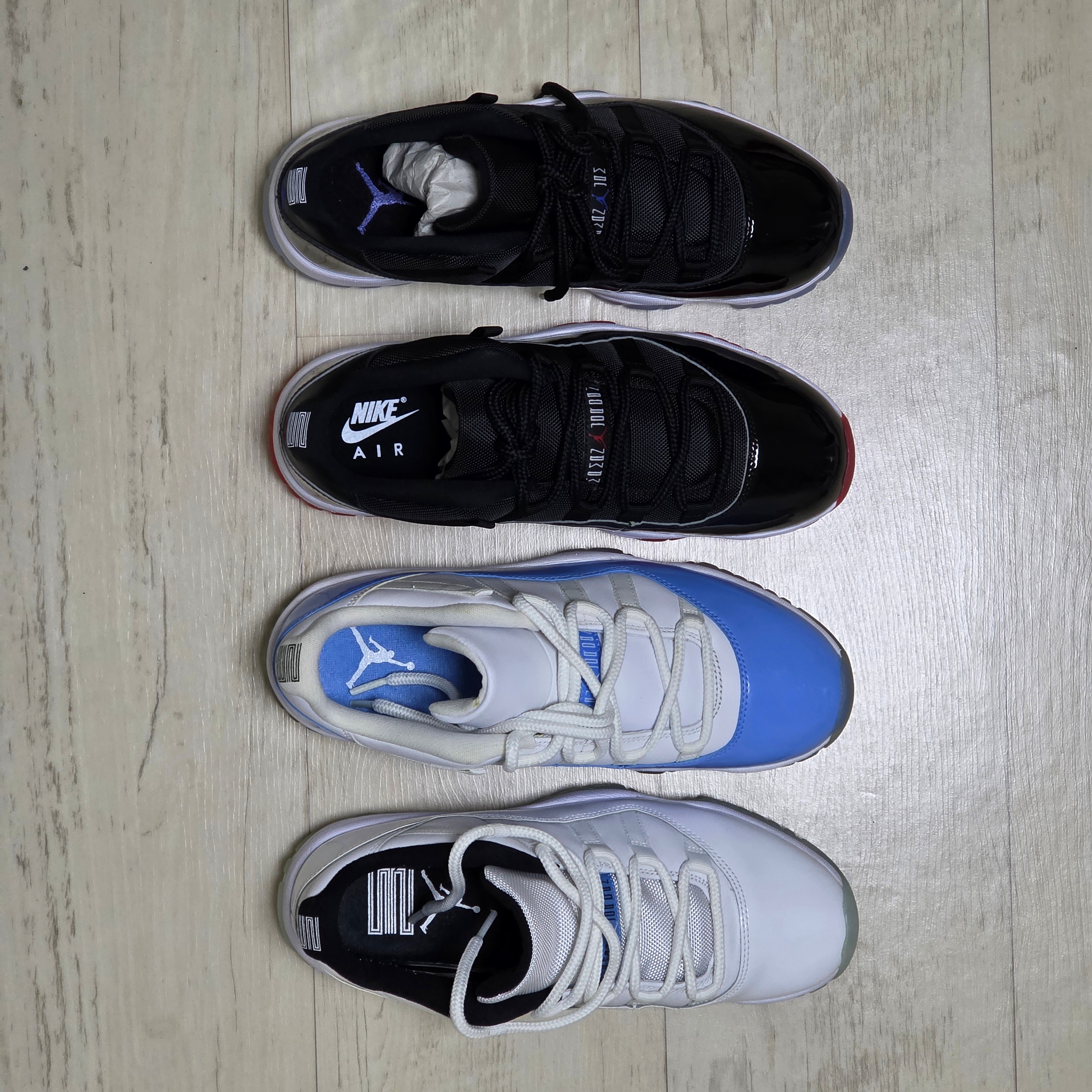 Jordan 11 Retro Low Bred 2025, Jordan 11 Retro Low University Blue 2017 착용 스타일 - 2