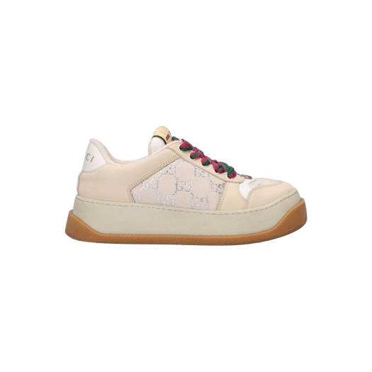 750633_01 Gucci Screener Sneakers White GG Lame Canvas 37