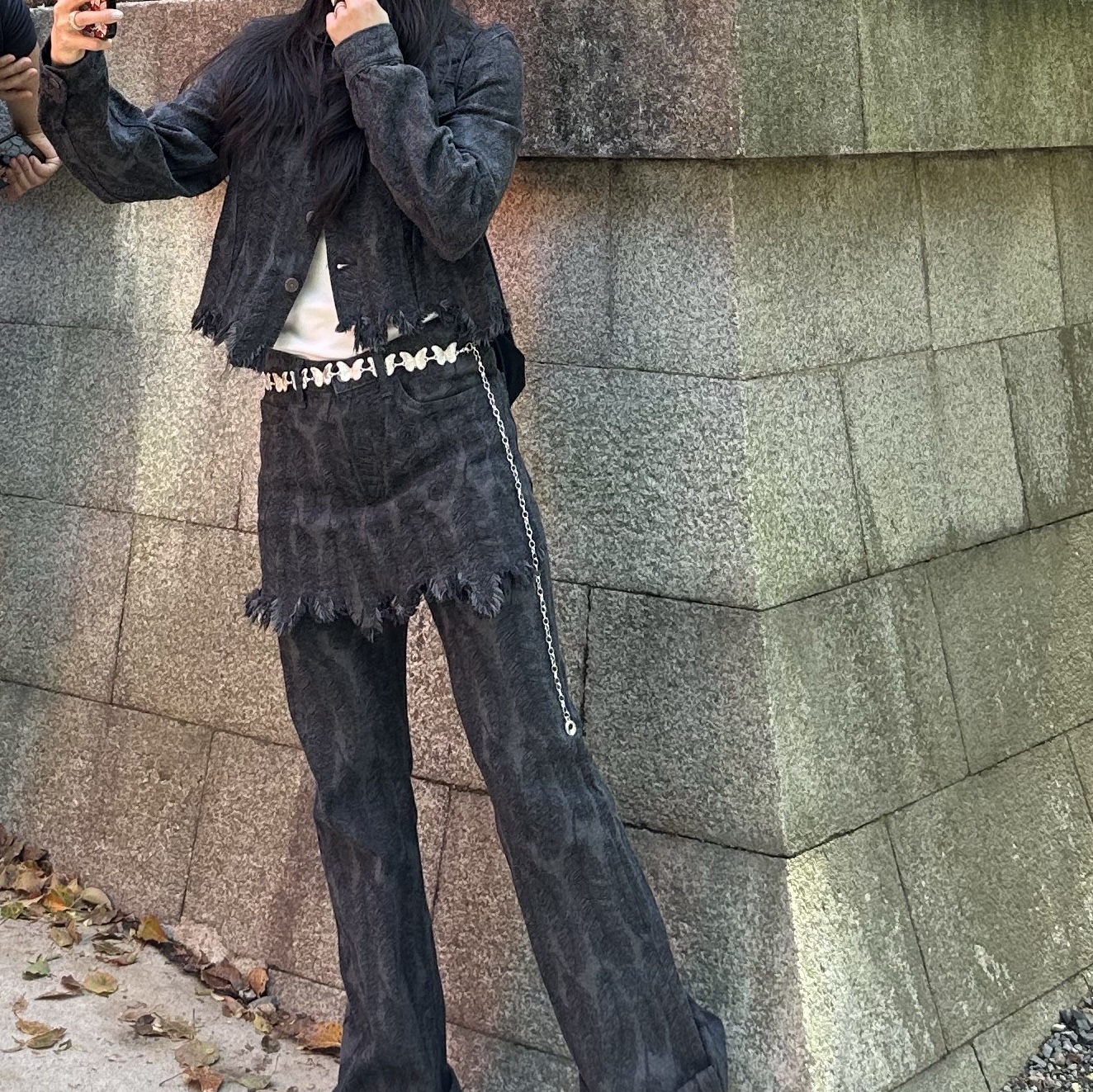 Kapital 12 oz. Magpie Denim 3rd Jacket Black, Kapital 12 oz. Magpie Denim 5P Apron-Okabellbo Black 착용 스타일