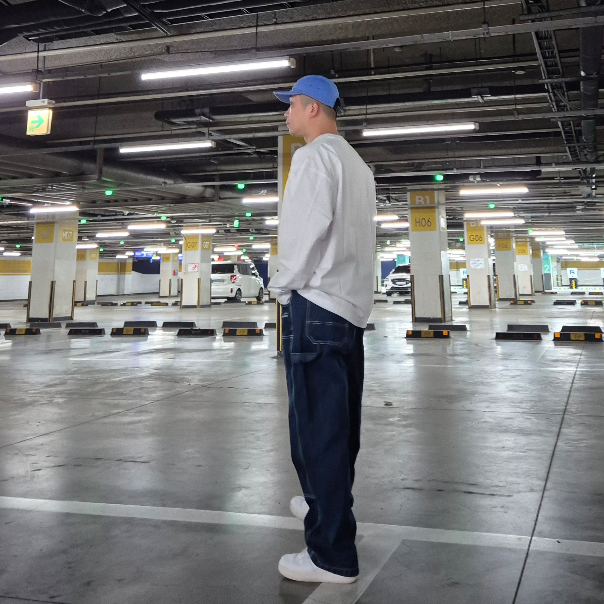 Nike Air Force 1 '07 Low White, Supreme Washed Chino Twill Camp Cap Light Royal - 24SS 착용 스타일 - 1