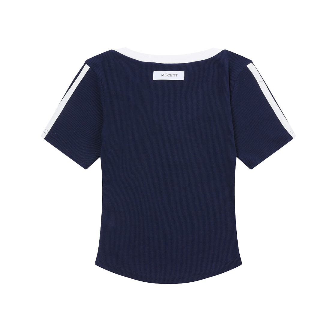 무센트 바인딩 트랙 라인 골지 반팔 티 네이비(MUCENT Binding Track Line Half Sleeve T Navy) - 2