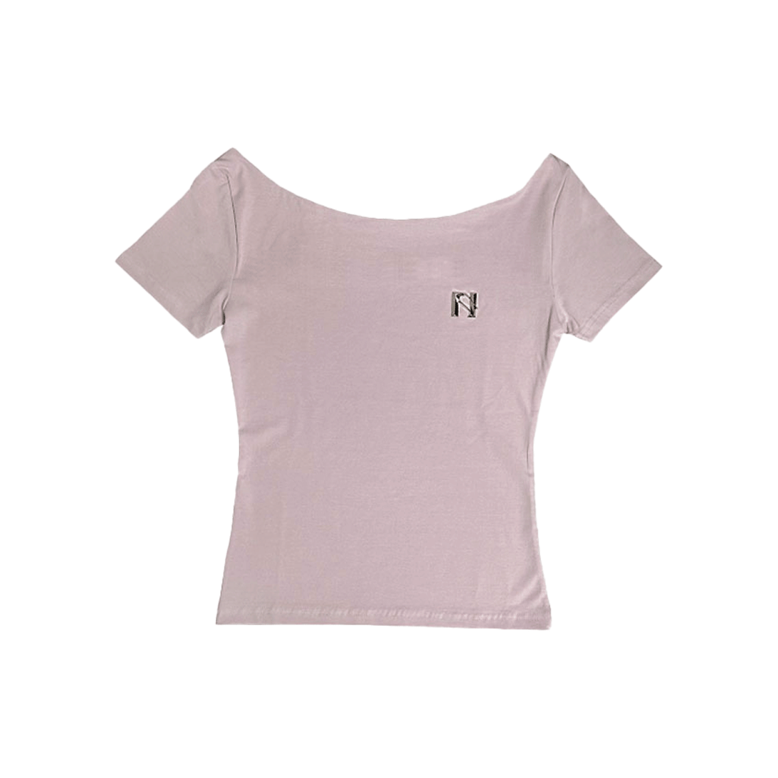 뉴얼린 보트넥 반팔 베이비핑크(Newalrin Emblem short sleeves Boat neck Top BabyPink)