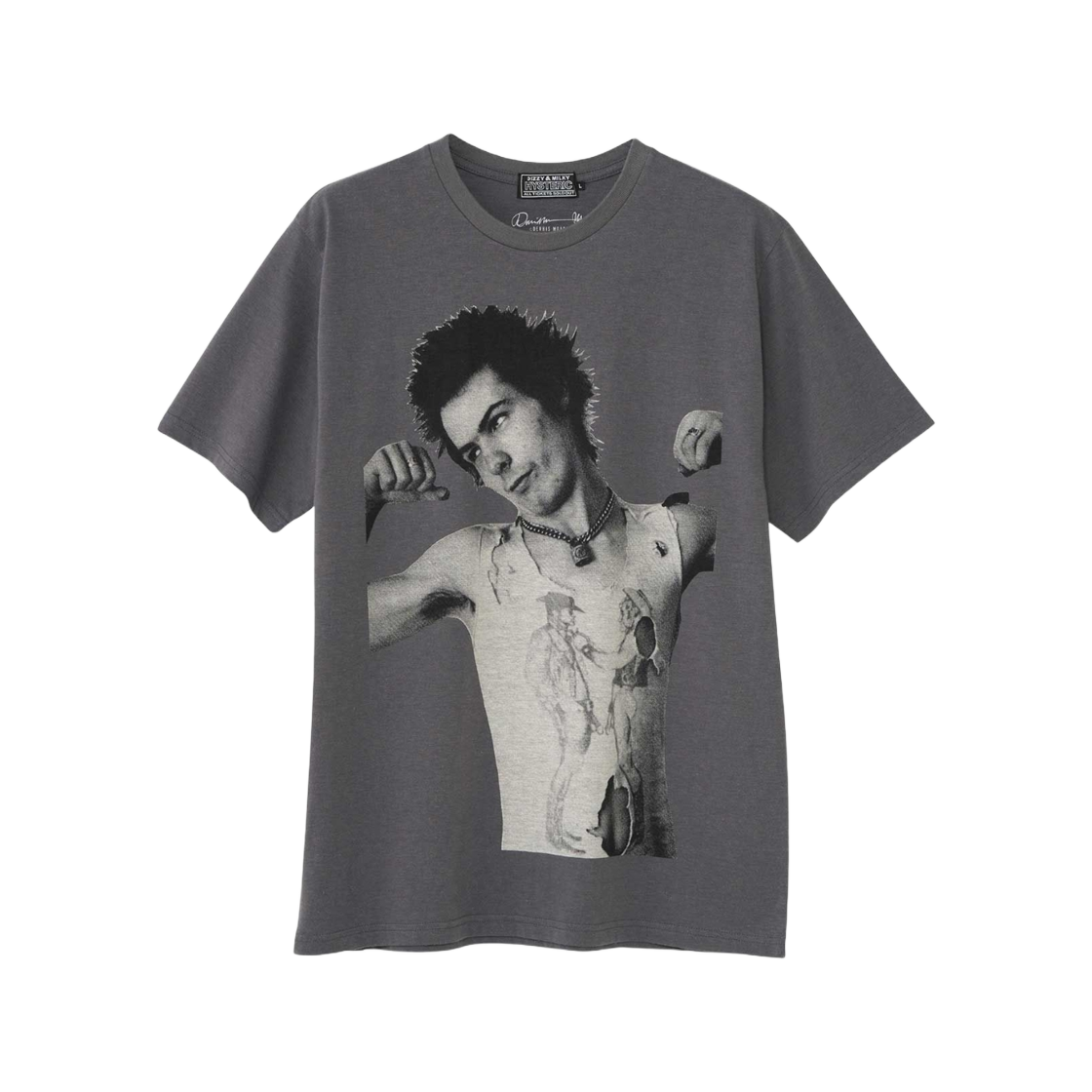 히스테릭 글래머 데니스 모리스/시드 줄라이'77 티셔츠 차콜 그레이(Hysteric Glamour Dennis Morris/Sid July'77 T-Shirt Charcoal Gray) - 1