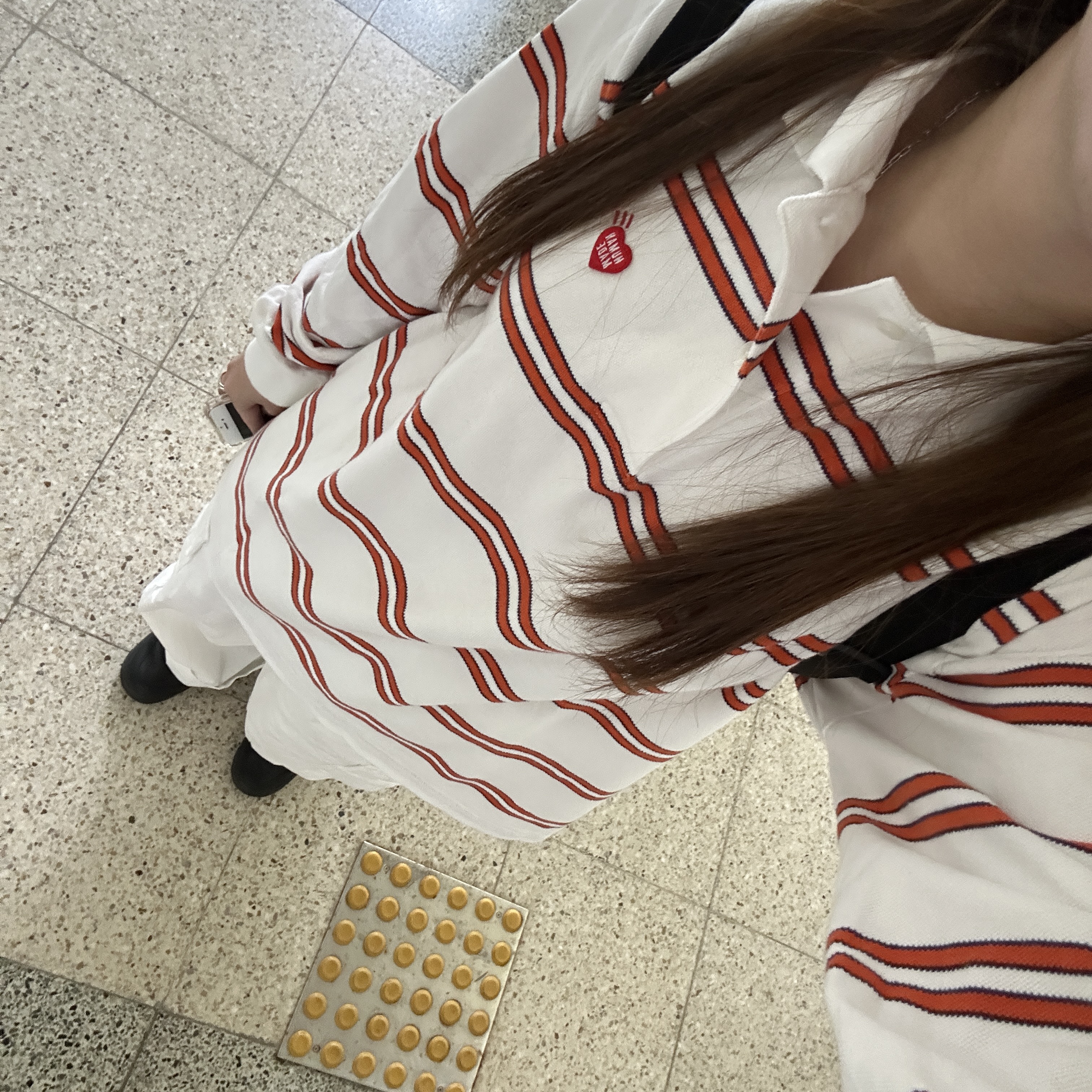 Human Made L/S Polo Shirt White, Supreme Mesh Small Backpack Black - 23SS 착용 스타일 - 2