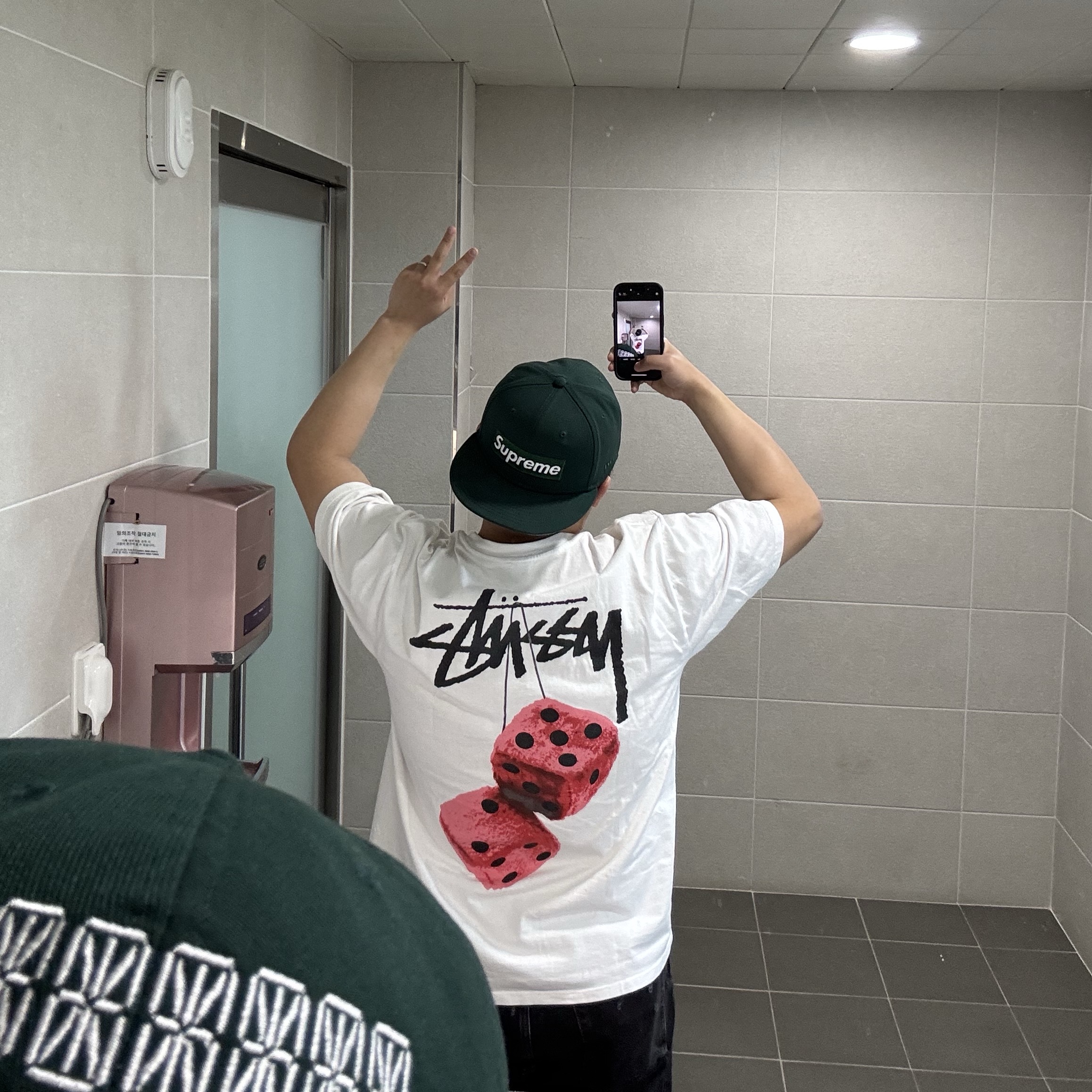 Stussy Fuzzy Dice T-Shirt White, Supreme Sharpie Box Logo New Era Dark Green - 24SS 착용 스타일