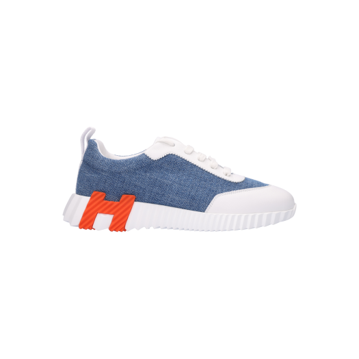 H231003Z Hermes Bouncing Sneakers Chevron Denim Suede Goatskin & Bleu Clair Blanc 37