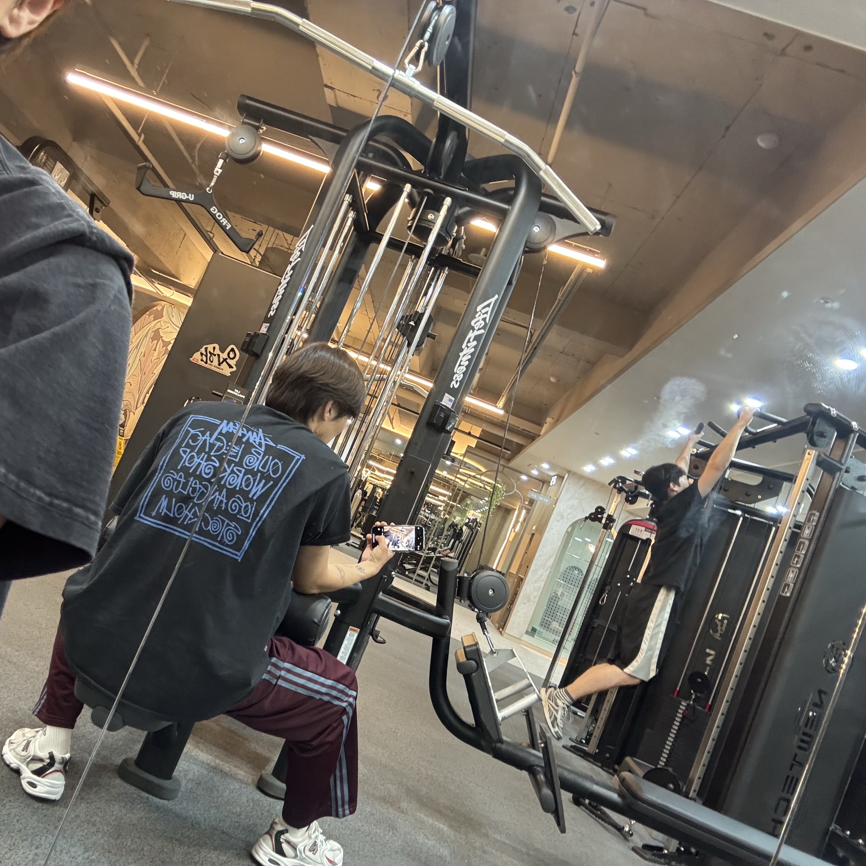 Stussy x Our Legacy Frame Pigment Dyed T-Shirt Black, Adidas Originals Beckenbauer Track Pants Maroon - KR Sizing 착용 스타일