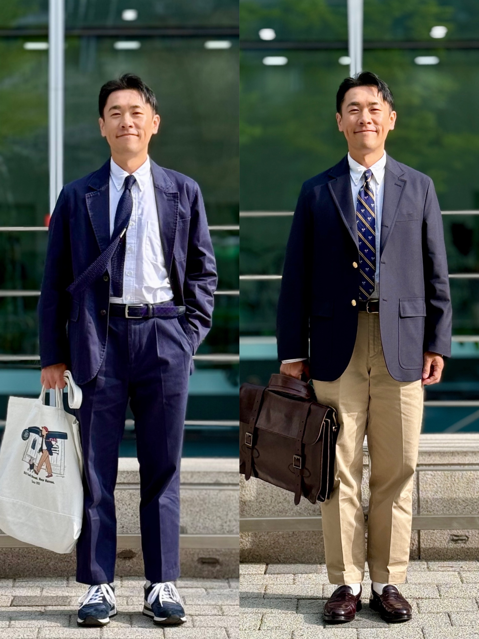 New Balance 990v1 Made in USA Navy, Alden 9901 Cordovan Plain Toe Blucher Oxford Black - E 착용 스타일 - 1