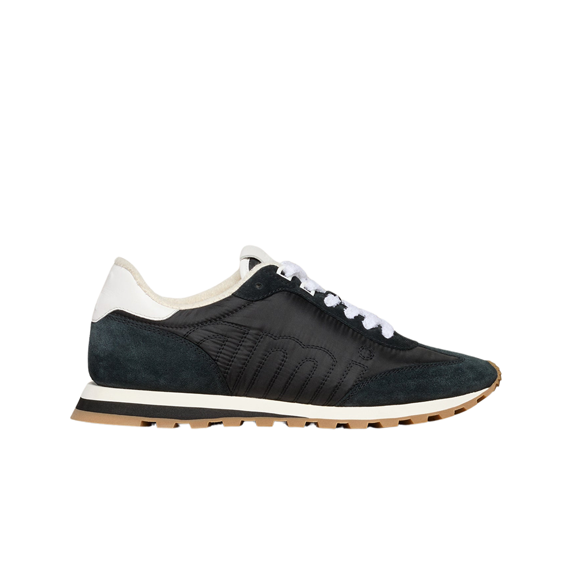 아미 뉴 러쉬 나일론 레더 디테일 로우탑 스니커즈 블랙(AMI New Rush Nylon and Leather Detail Low Top Sneakers Black)