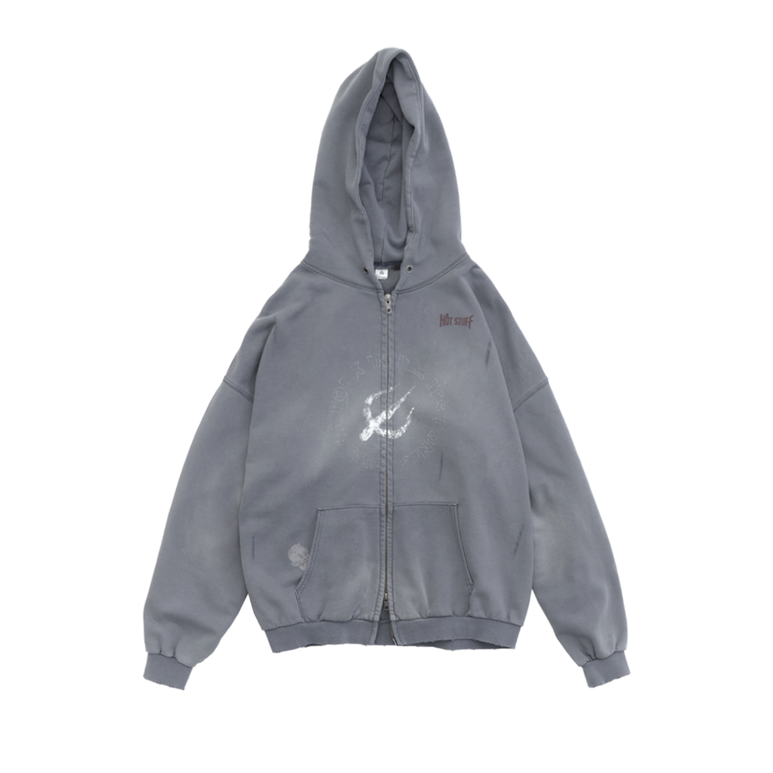 폴리테루 x 핫 스터프 집 후디 '스피어' 하드 워시드 블루(Polyteru x Hot Stuff Zip Hoodie 'Spear' Hard Washed Blue) - 1