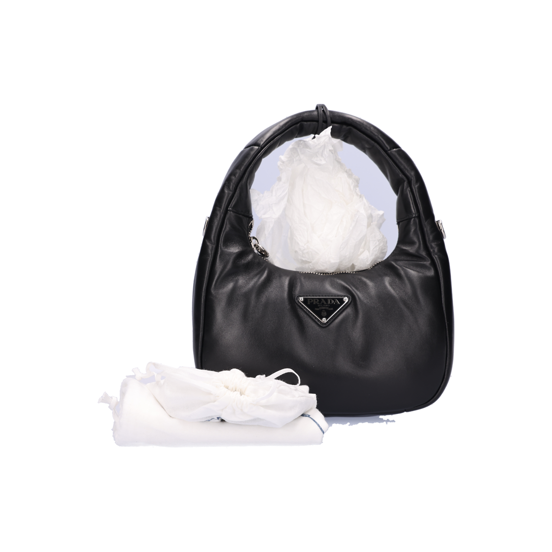 1BA384 Prada Soft Padded Nappa Leather Mini Bag Black - #6