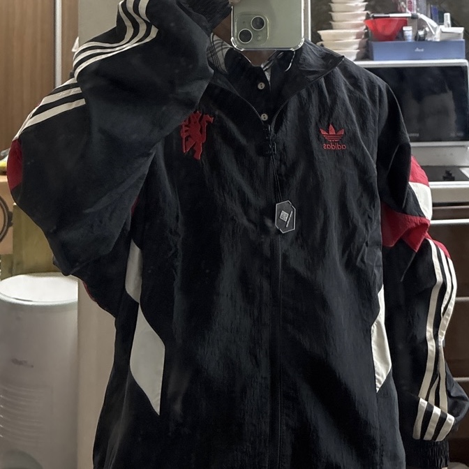 Adidas Manchester United Originals Track Top Black Red - KR Sizing 착용 스타일 - 2