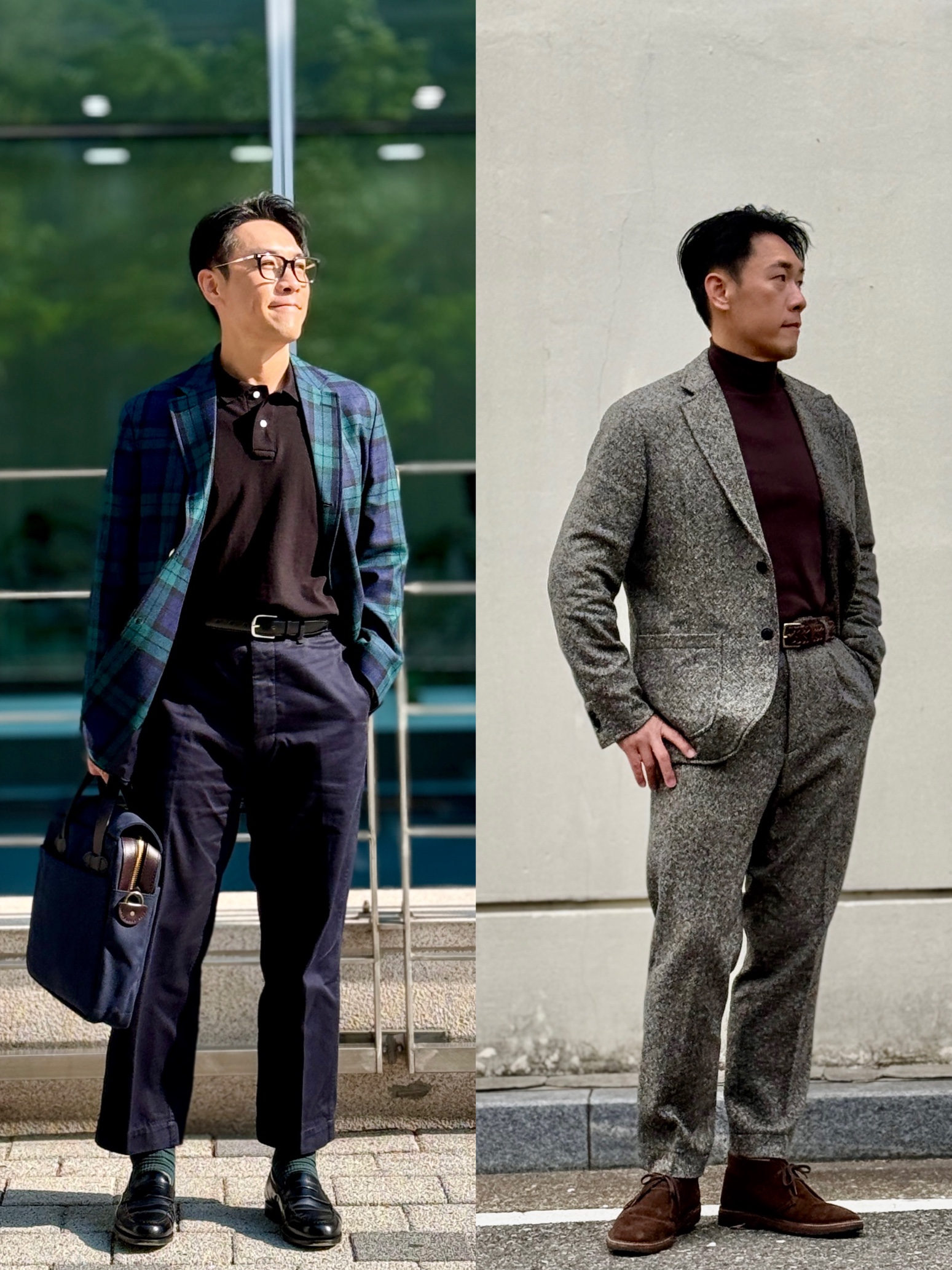 New Balance 990v1 Made in USA Navy, Alden 9901 Cordovan Plain Toe Blucher Oxford Black - E 착용 스타일 - 4