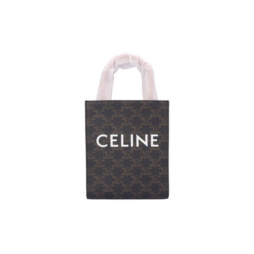 194372BZK Celine Mini Vertical Cabas in Triomphe Canvas and Calfskin Tan