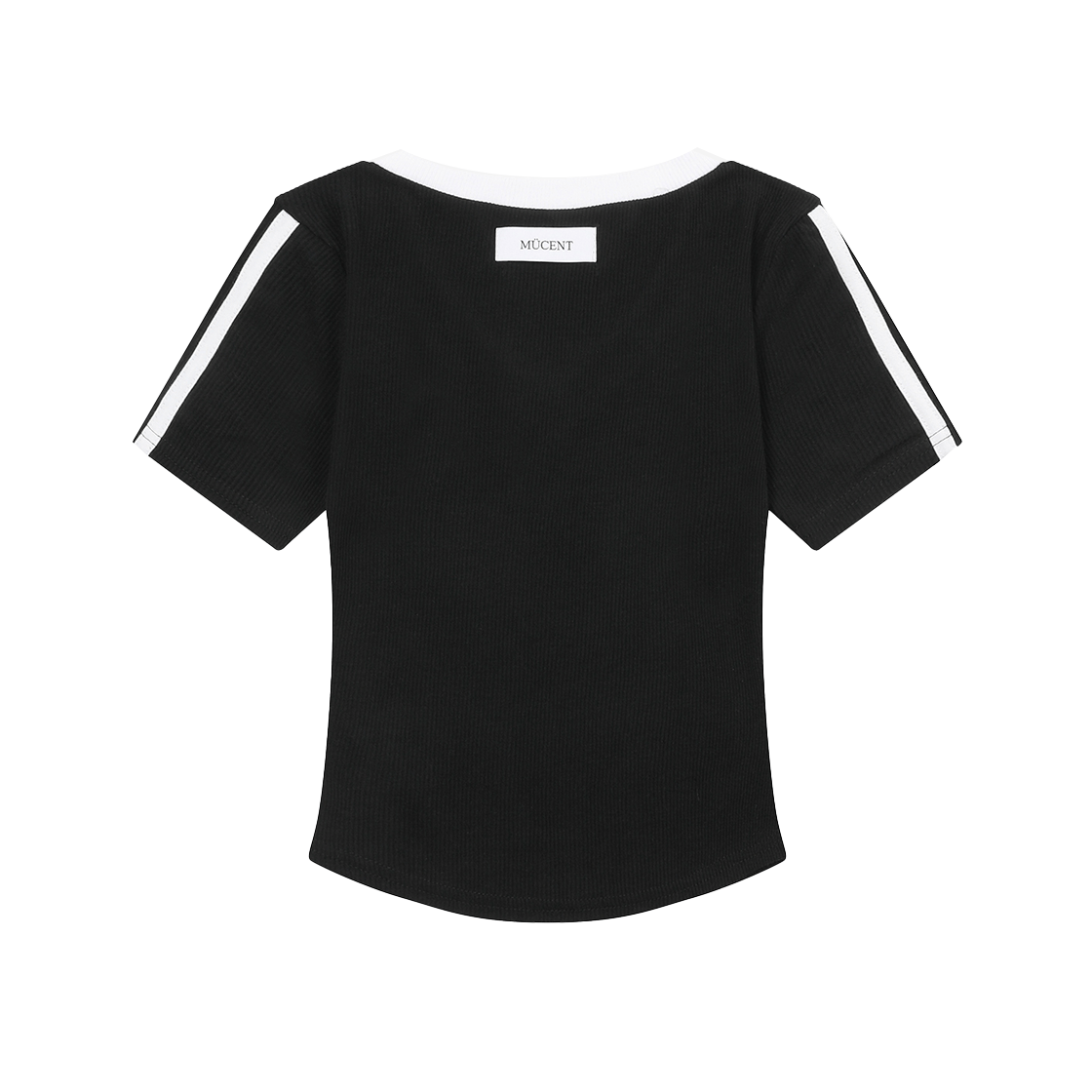 무센트 바인딩 트랙 라인 골지 반팔 티 블랙(MUCENT Binding Track Line Half Sleeve T Black) - 2