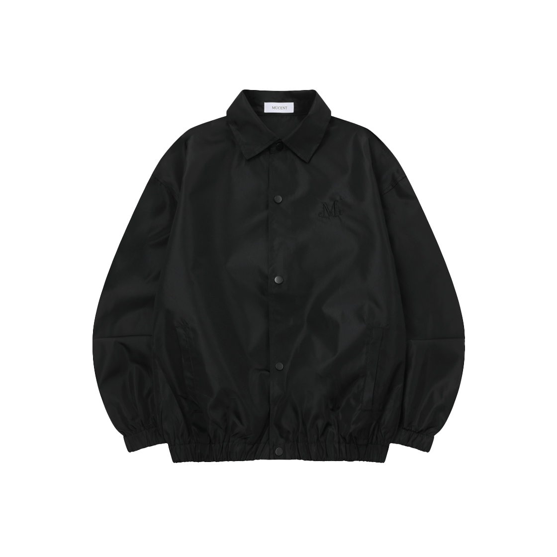 【MUCENT】 SIGNATURE MAIN SYMBOL COACH JACKET /追跡付 무센트 시그니처 메인 심볼 코치 자켓 블랙 (화이트 로고