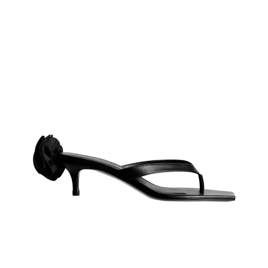 (W) H&M x Magda Butrym Rose Applique Leather Sandals Black