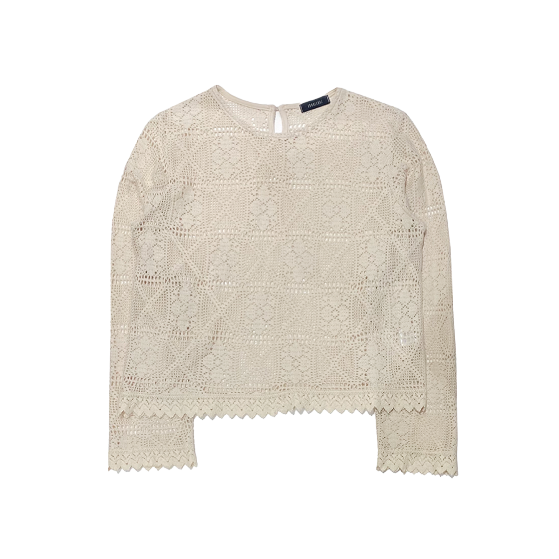 쿠키시 크로쉐 레이스 블라우스 티셔츠 베이지(Kookeesee Crochet Lace Blouse Tee Beige)