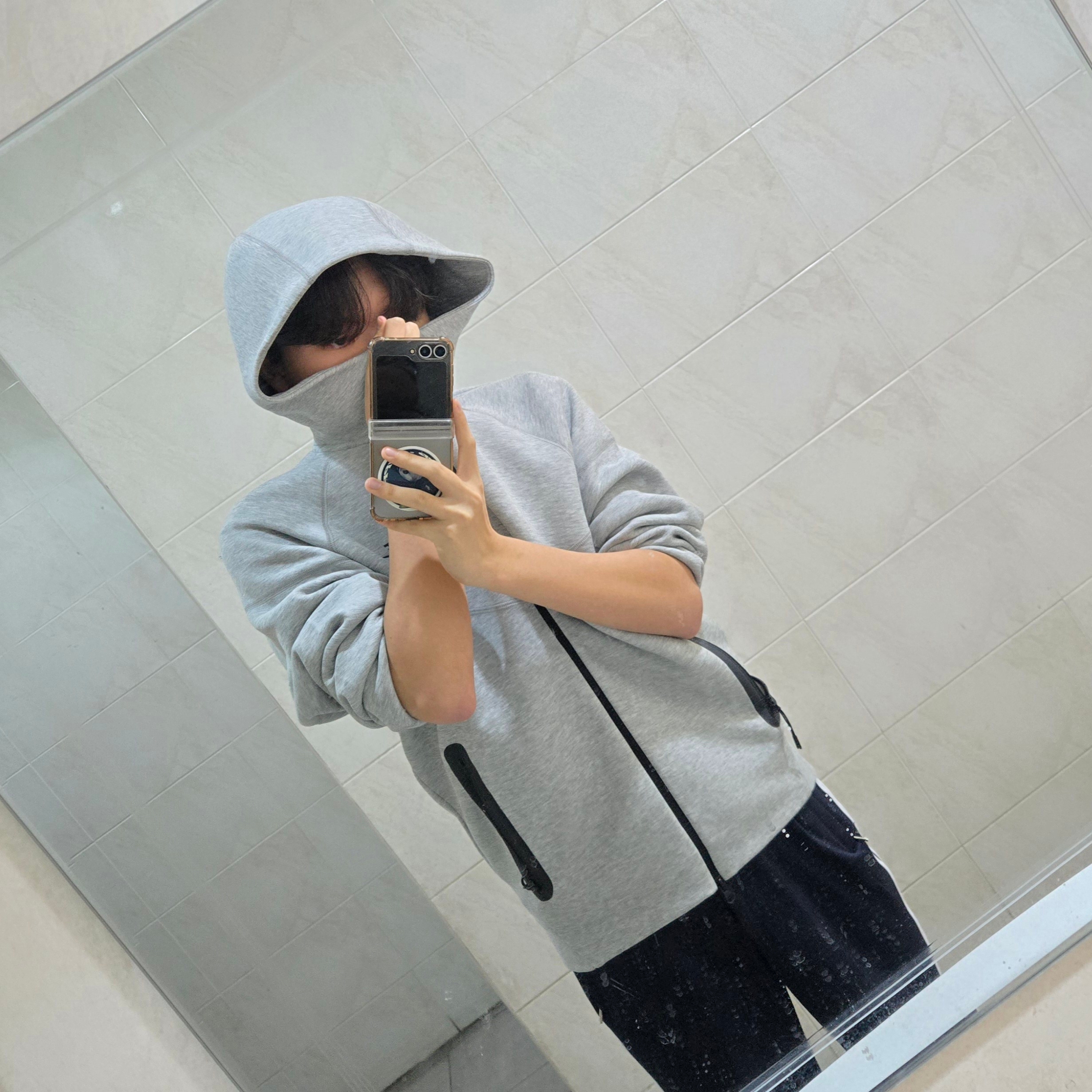 Nike NSW Tech Fleece Windrunner Full Zip Hoodie Dark Grey Heather - Asia 착용 스타일 - 1