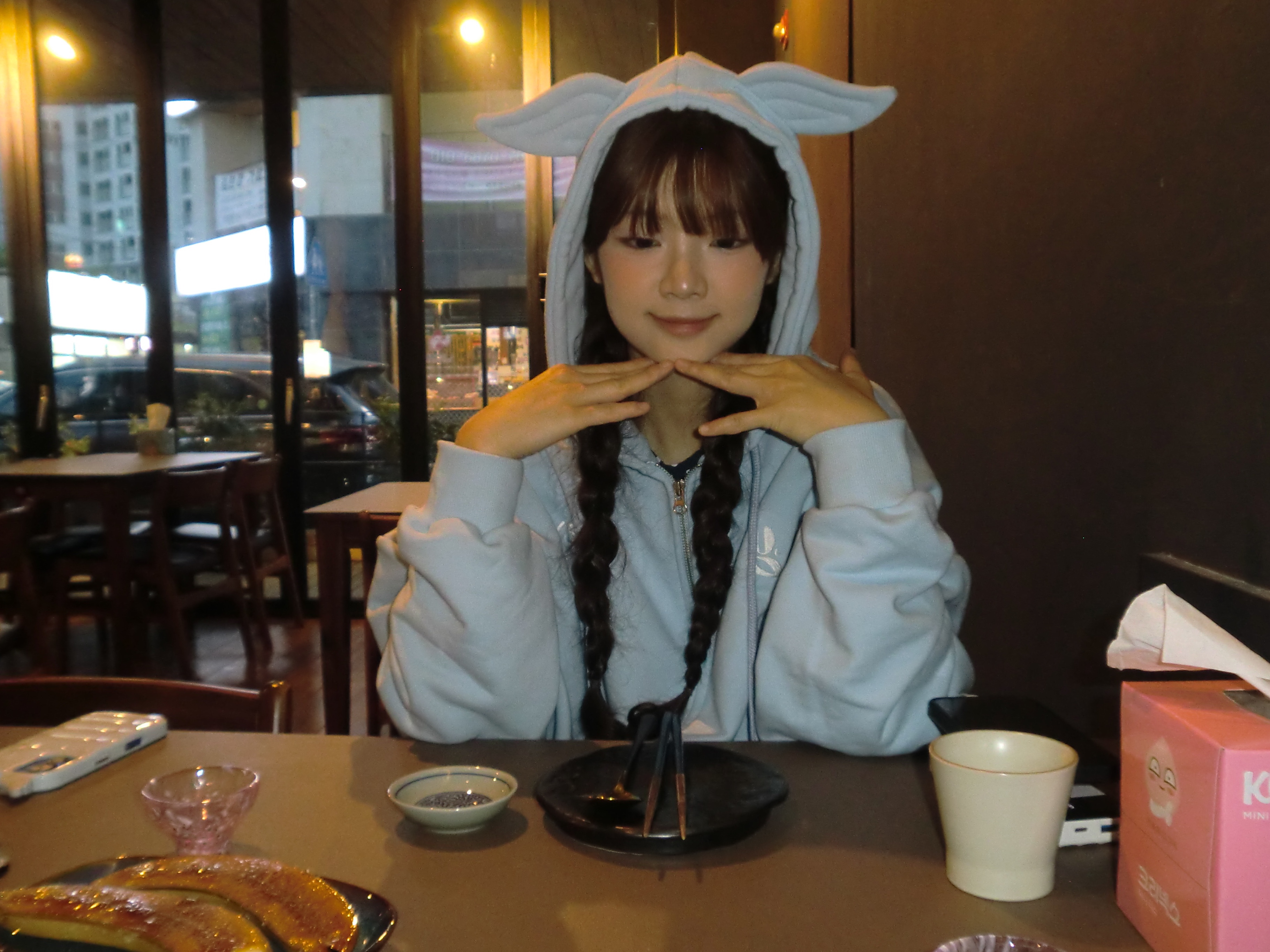 Yegg Wing hoodie  sky blue 착용 스타일