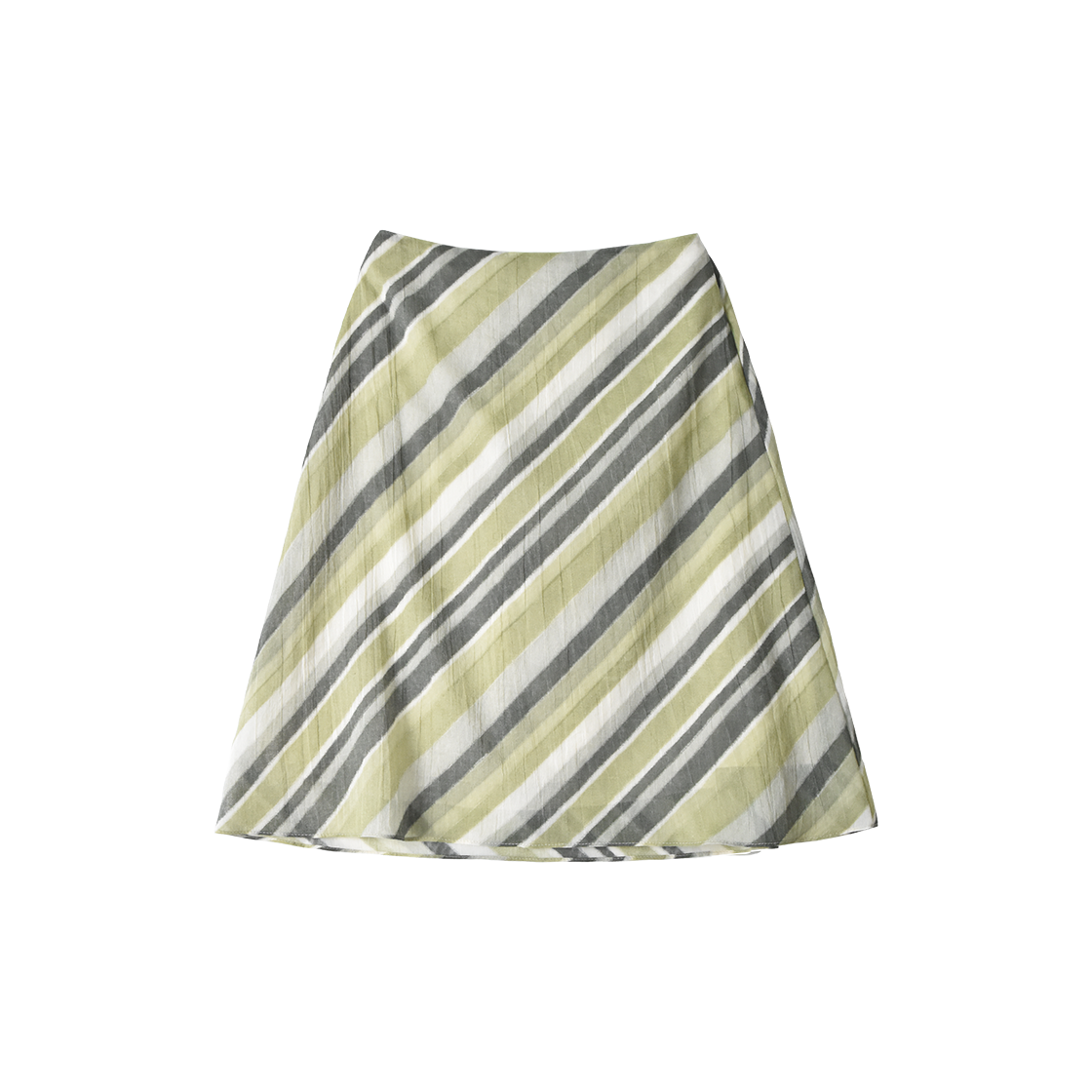쿠키시 사선 무늬의 면 요루 미디 스커트 카키(Kookeesee Diagonal Line Skirt Khaki)