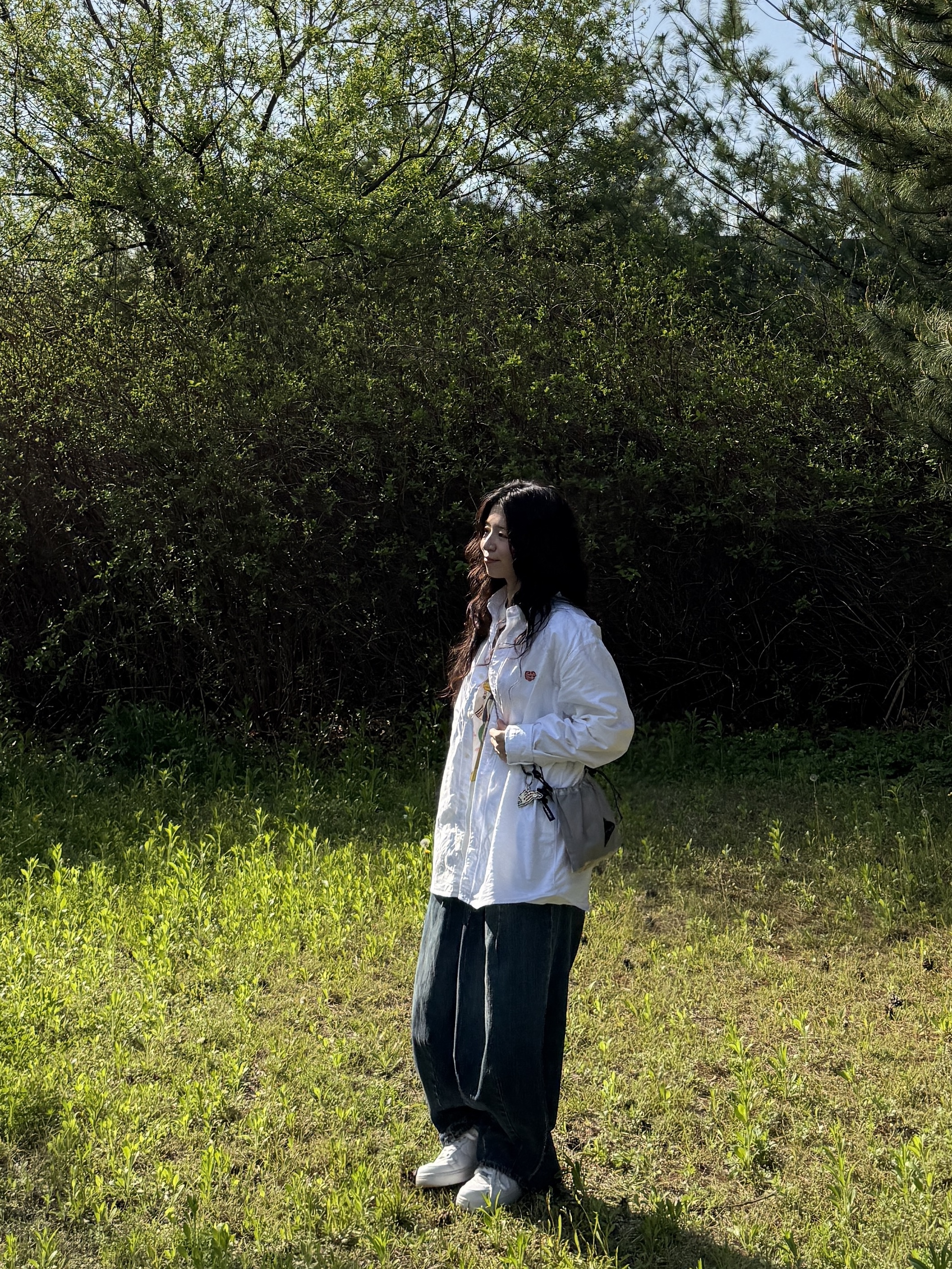 Human Made Oxford BD Shirt White, And Wander UL Sacoche with Dyneema Off White 착용 스타일 - 1