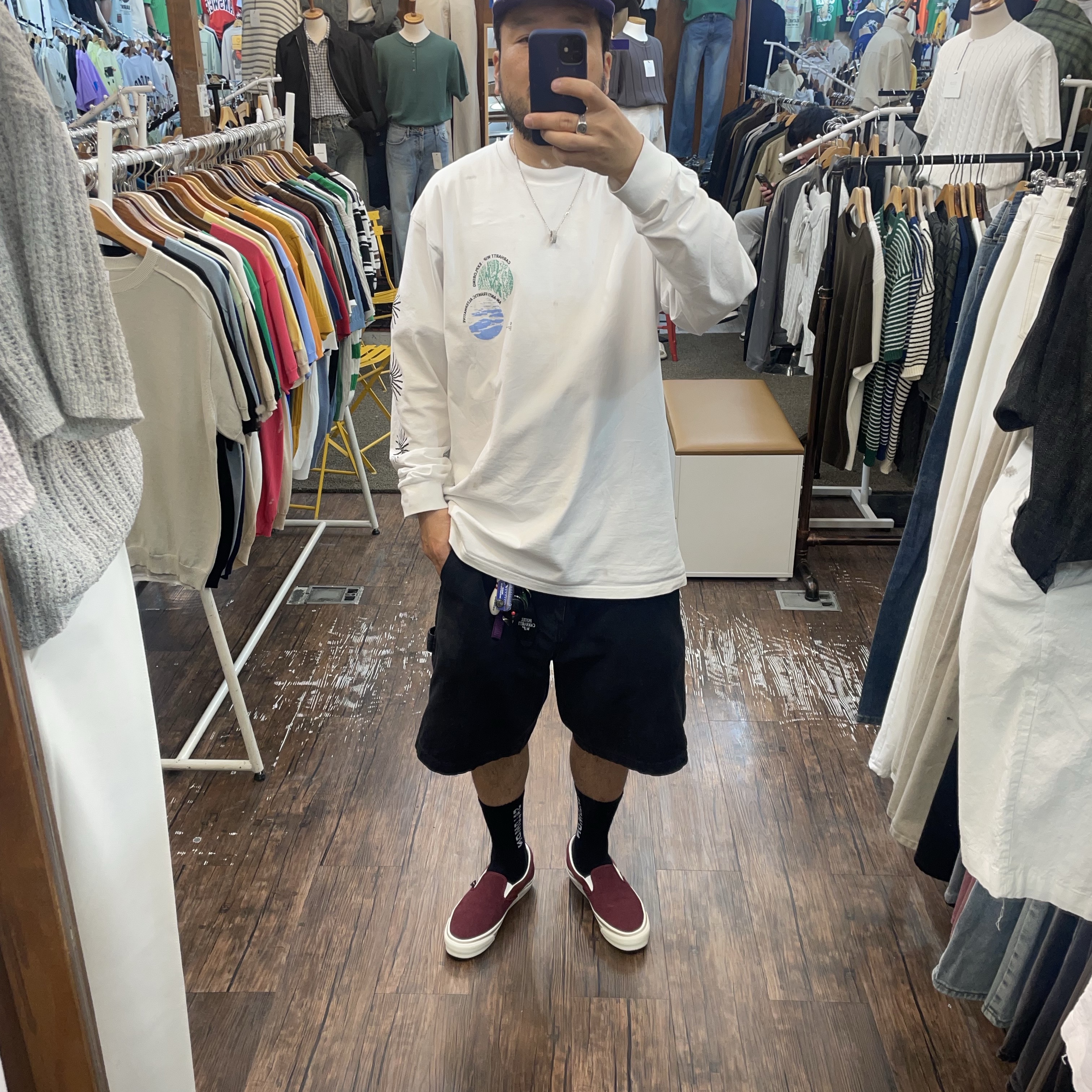 Carhartt WIP Onyx Cap Chervil White 착용 스타일