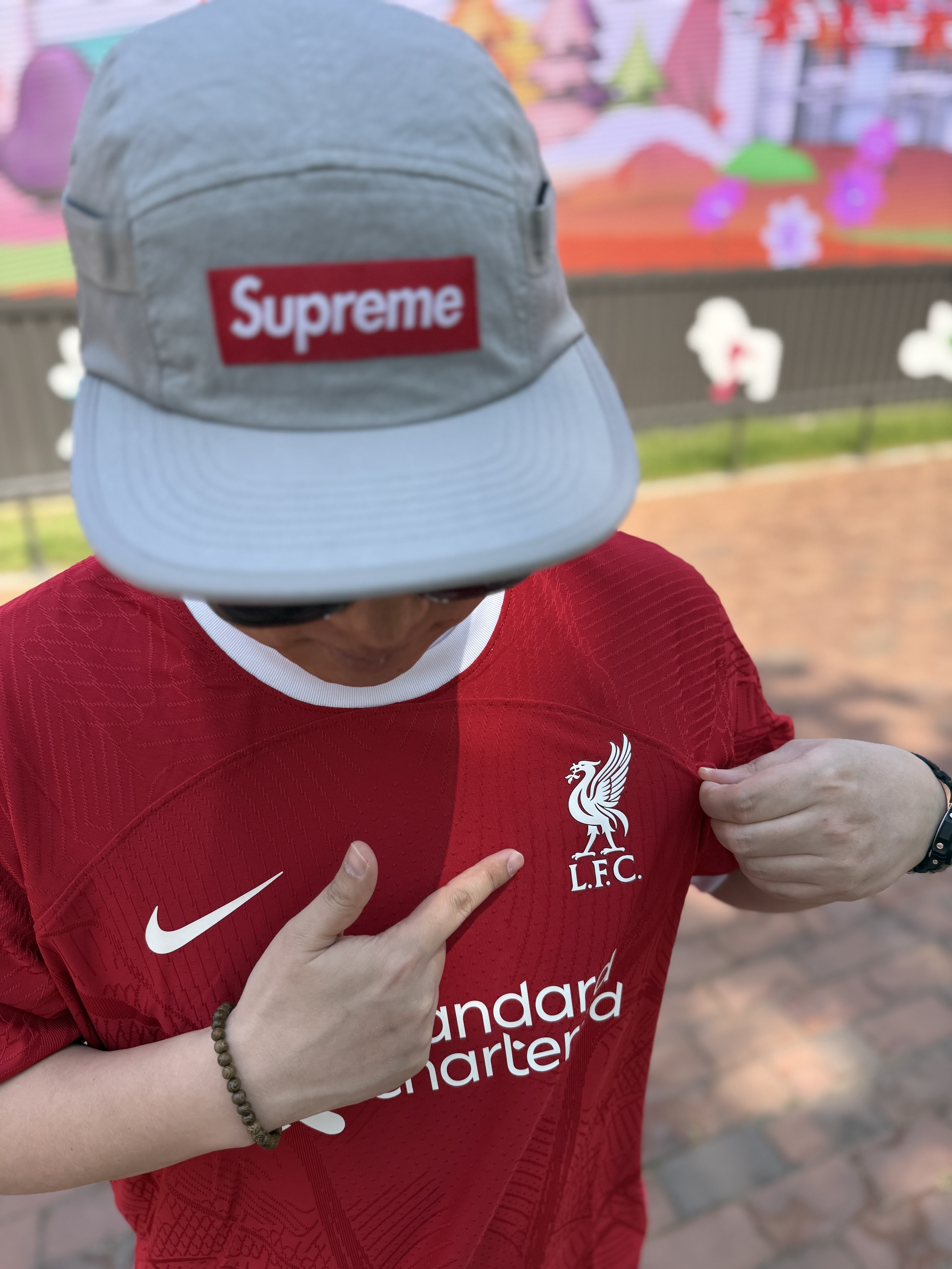 Nike Liverpool FC 2023/24 Dri-Fit ADV Match Home Jersey Gym Red (Non Marking Ver.), Supreme Mesh Pocket Camp Cap Silver - 24FW 착용 스타일 - 2
